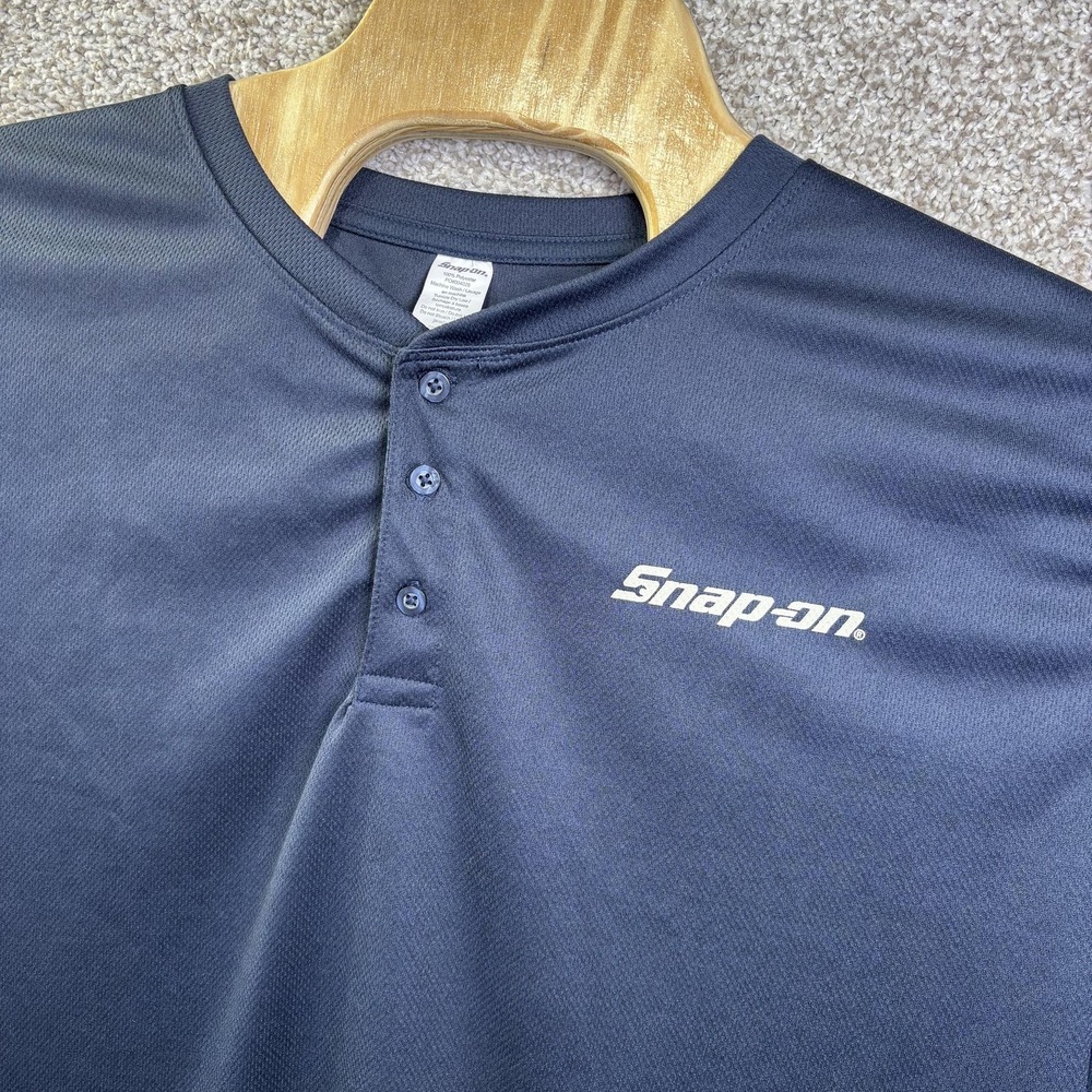 Snap-on Shirt Mens 3XL Blue Long Sleeve Henley Jersey Lightweight Logo